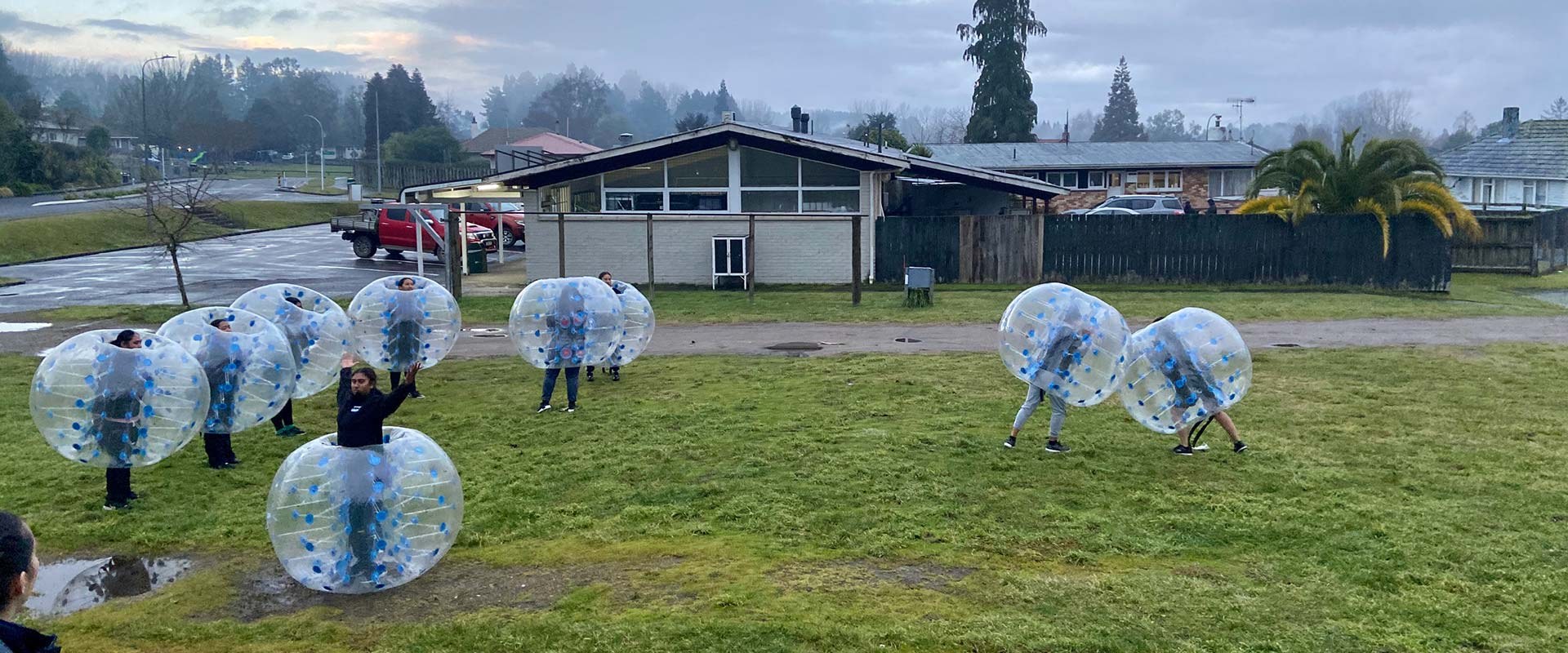 Bubble ball games on the school field